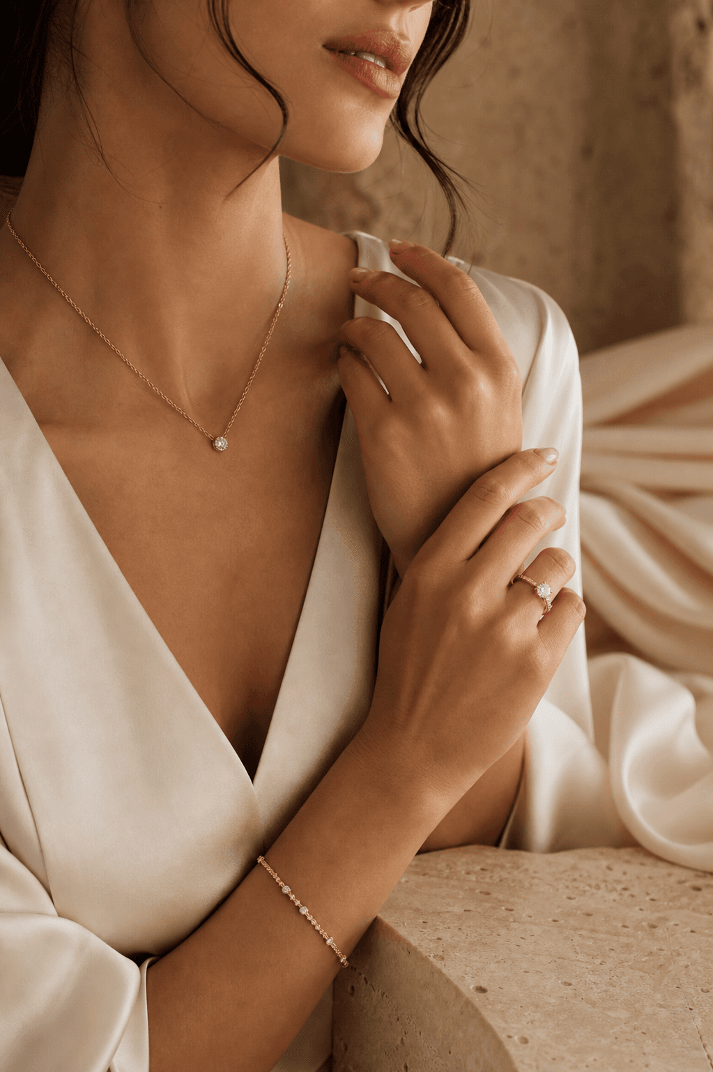 Bridal editorial portrait with fine gold jewellery